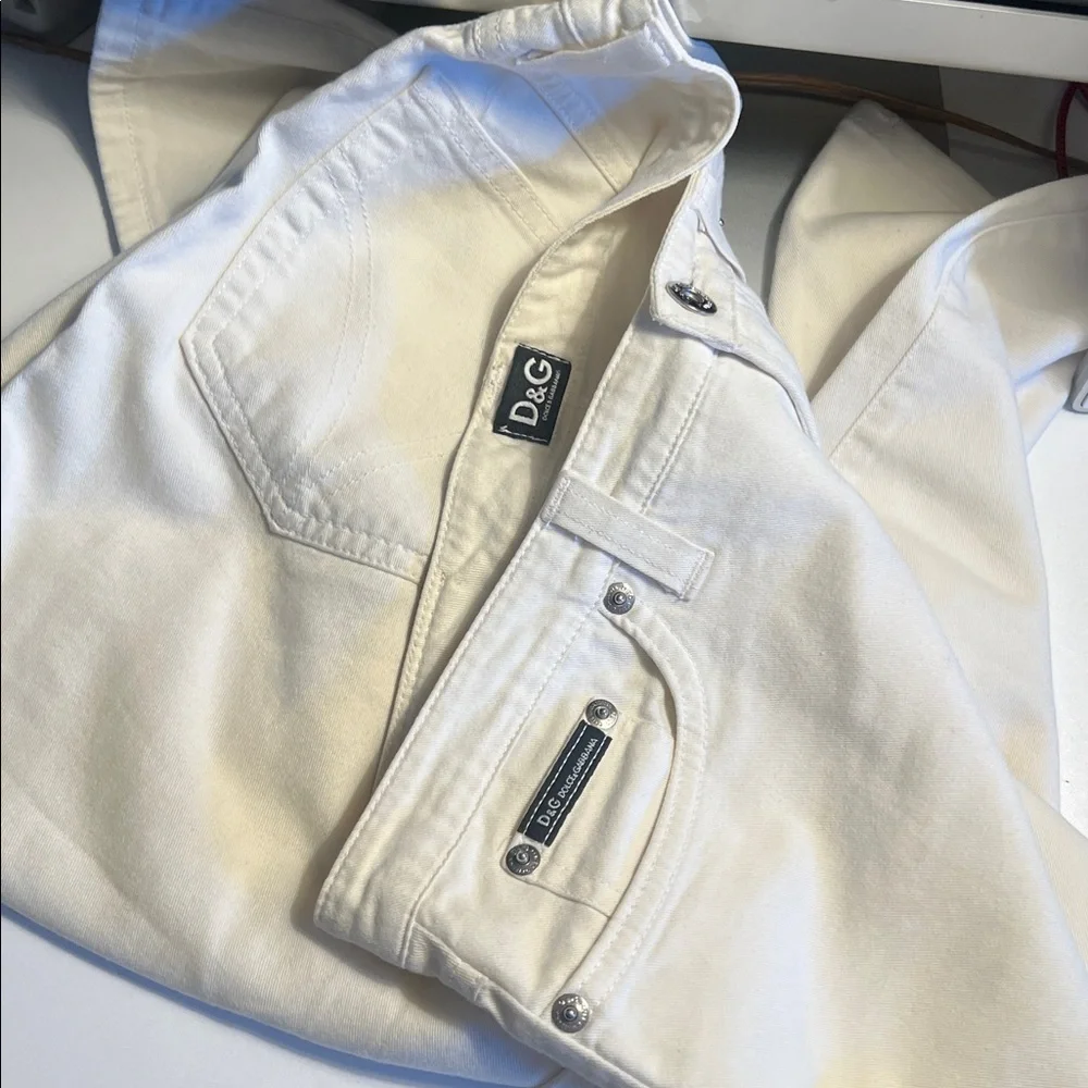 🛑 1 hour sale. Dolce & Gabbana, size 31 EU (US 10/12), White Crop Jeans - Picture 8 of 10